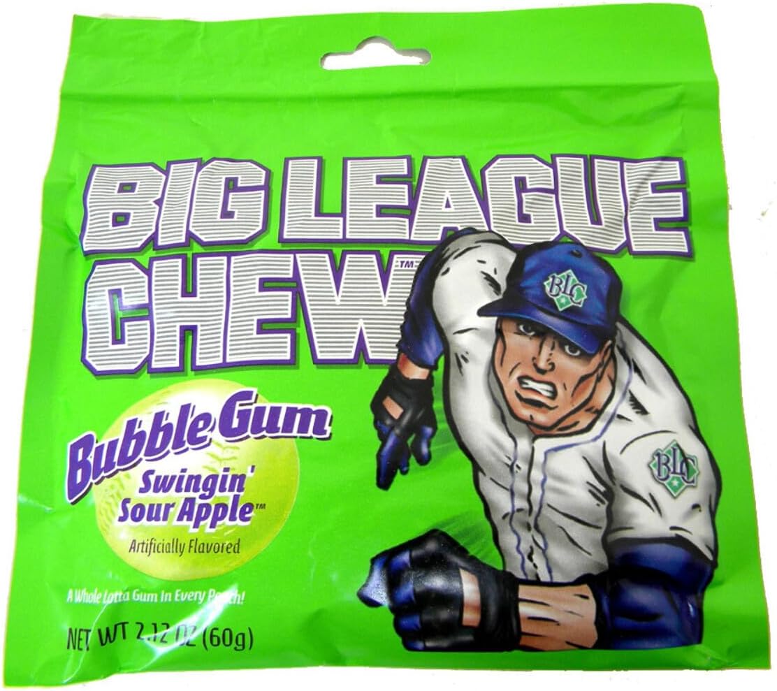 Big League Chew Swingin' Sour Apple Bubble Gum 60g Pack